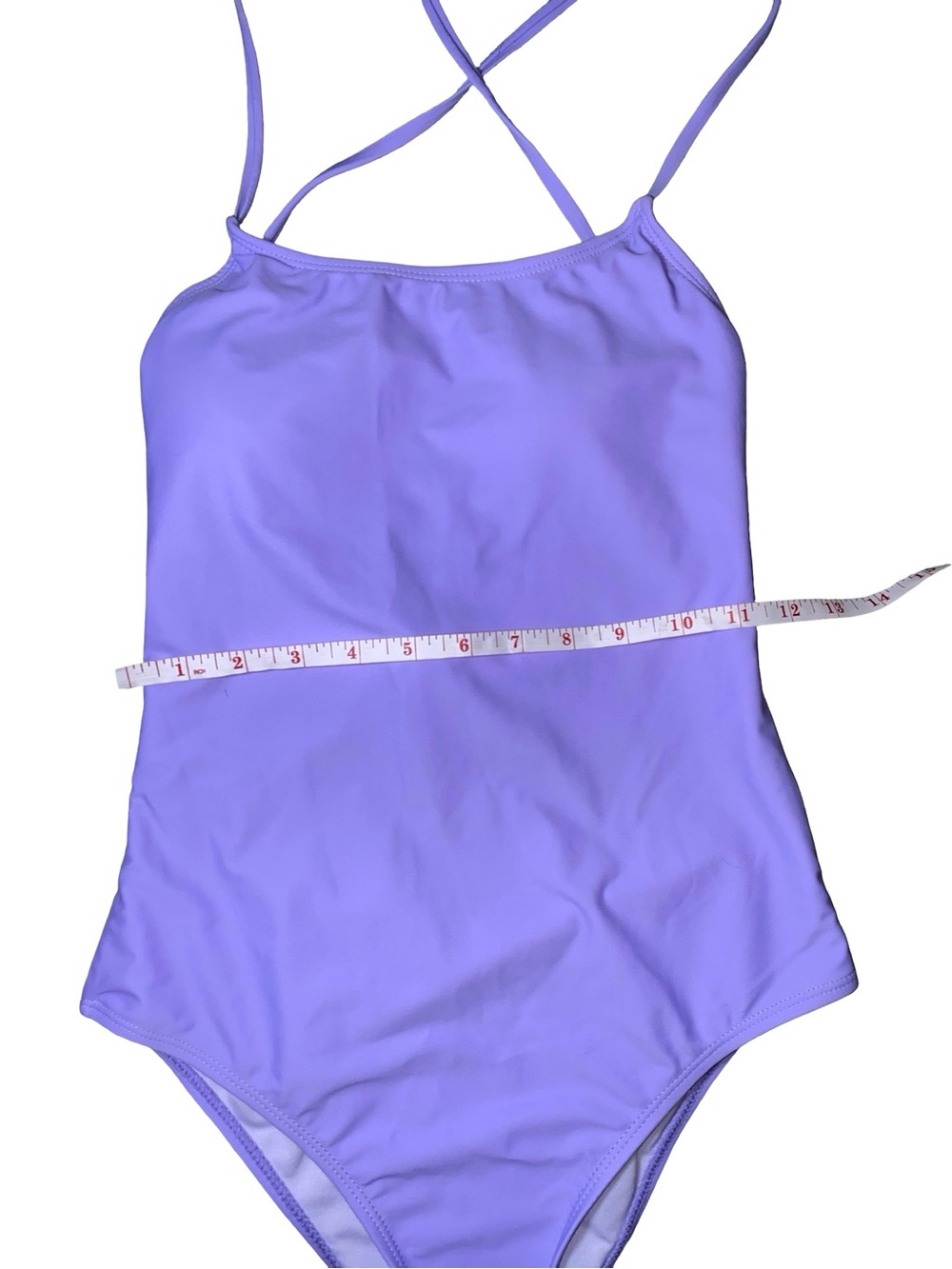 Solid Pastel Purple Criss Cross Back One Piece Swimsuit Lilac Lavender - Picture 4 of 7